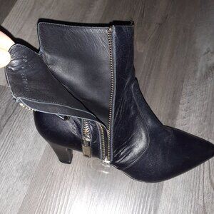 VERA CUOIO BLACK & GOLD ITALIAN LEATHER HEELED ANKLE BOOTS